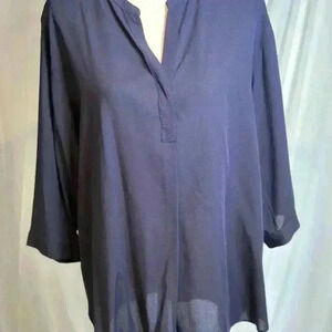 Dark Blue V-Neck Blouse (Size XL)